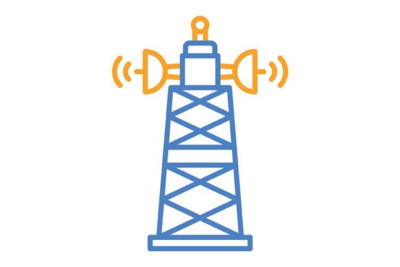 Evaluating the Signal Tower Blue Orange Line Icon for Professional Design Projects