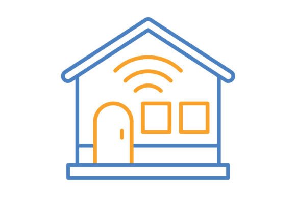 Smart House Blue Orange Line Icon: A Versatile Design Asset
