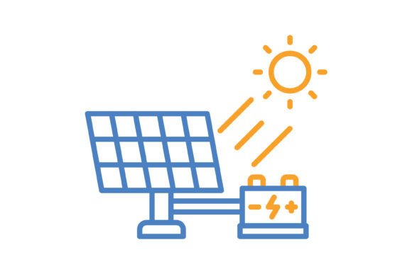 Solar Energy Blue Orange Line Icon: A Modern Design Asset
