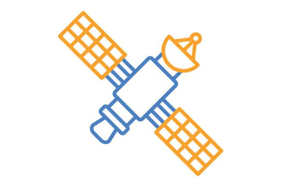 Space Satellite Blue Orange Line Icon: A Versatile Design Asset