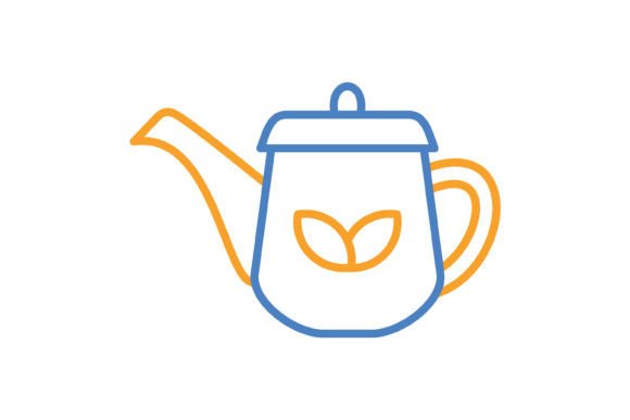 The Art of the Teapot Blue Orange Line Icon: A Modern Design Asset